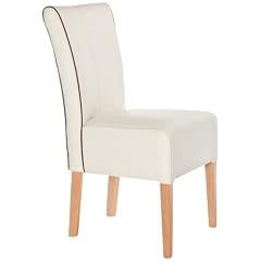 Ambientehome 57129 Stuhl Sangha Kunstleder creme wei� T/B/H 60 x 46 x 101 cm