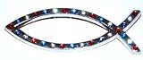 Jesus Fish Crystal Emblem Red/White/Blue