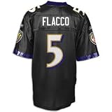 Joe Flacco Jersey: Reebok Black Replica #5 Baltimore Ravens Jersey - X-Large