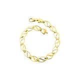 14K Yellow Gold Satin Polished Oval Link Bracelet