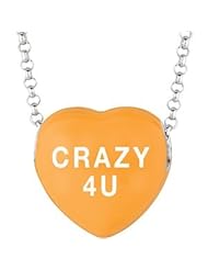 Sweethearts Enamel "Crazy 4 U" Heart on 16" Necklace Pendant with Gift Box