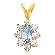 14K Yellow Gold Sky Blue Topaz and Diamond Pendant
