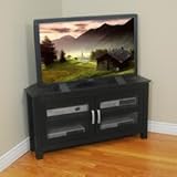 TV Stand - 44 Inch Castillo Corner Wood TV Stand in Black - W44CCRBL