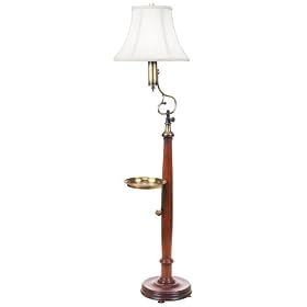 Bristol Mahogany Wood Brass Tray Adjustable Floor Lamp