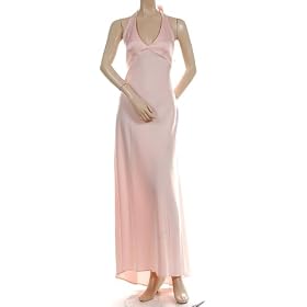 BCBG BLUSH SATIN LONG EVENING HALTER DRESS NEW 12