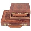Camphor wood carrying case with handle, holds 300 chips