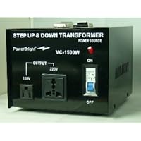 Power Bright VC1500W Voltage Transformer 1500 Watt Step Up/Down converter 110/120 Volt - 220/240 Volt