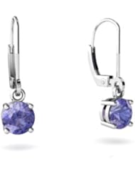 Genuine Tanzanite 14kt White Gold Lever Back Earrings