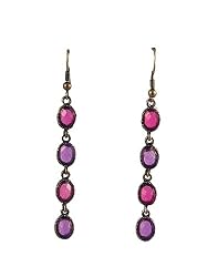 Earrings - E52 - 4-Drop Oval - Antique Gold Tone ~ Berry Mix