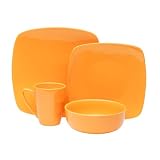 sengWare 4-Piece Uptown Square Dinnerware Set, Tangerina
