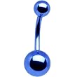 Blue Electro Titanium Belly Ring -3/8"