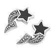 Marcasite Earrings with Black Star and Clear CZ - 18 mm