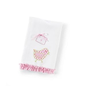 Mud Pie Baby Lil' Chick Decorated White & Pink Cotton Burp Cloth 