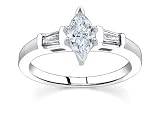0.9 CT MARQUISE DIAMOND 18K WHITE GOLD RING NEW