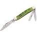 Hen & Rooster Knives 353CNGBM Carbon Steel Little Mustang Whittler Pocket Knife with Neon Green Jigged Bone Handles