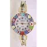 Catania Murano Millefiori Bangle Watch - Gold Tone