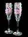 Flamingo Frolic Design - Hand Painted - Matching Set of Toasting Flutes - 6 oz.