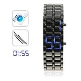 MONTRE ICE LED BLEU BRACELET ACIER DESIGN SAMOURAI