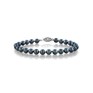 6.5-7.0mm Japanese Akoya Black Pearl Bracelet by 