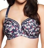 Elomi Sakura Print Banded Underwire Bra, 42FF, Navy