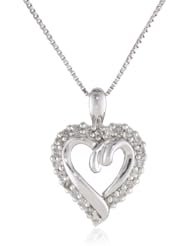 Sterling Silver Diamond Heart Pendant Necklace (1/3 cttw, I-J Color, I2-I3 Clarity), 18"