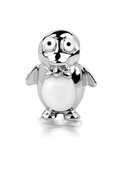 Sterling Silver Penguin Charm White and Black Enamel, Fits Pandora and All Brands Charm Bracelets and Necklaces.