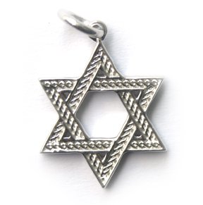 Spiritual Jewelry- Judaica Jewelry – Star of David – Oxidized Rope, Pendant 10ml, Silver