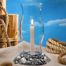 SILVER PLATED SEASHELL HURRICANE Candle holder