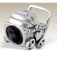 Sterling Silver Baby's Pram Bead (Suitable for Standard Size European Bracelets) 10mm x 13mm with 4.5mm Hole - Supplied in Gift Bag'
