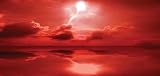 LONG LARGE RED ABSTRACT SEASCAPE WALL ART PICTURE CANVAS READY TO HANG 42 X 20