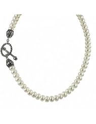 18" sterling silver necklace with 9-9.5MM freshwater pearls and a toggle clasp.