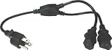 Live Wire Balanced 3-Prong(M)-Dual IEC(F) Y Power Cable (1.5 Foot)