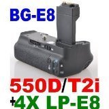 Professional Battery Grip + 4 LP-E8 Batteries for Canon EOS 550D / Rebel T2i