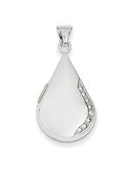 14k Yellow Gold 21mm Teardrop Diamond Set Locket. Metal Wt- 1g