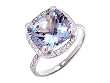 18k White Gold Cushion Natural Aquamarine & Diamond Ring Size 6 Ct.tw 5.07