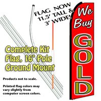 We Buy Gold Feather Banner Flag Kit (Flag, Pole, & Ground Mt)