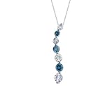 Blue & White Diamond 2/5 Carat (ctw) Journey Pendant in 14K White Gold with Chain