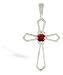 14K White Gold Genuine Round Ruby Cross Pendant