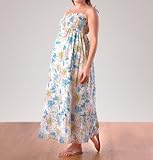 spaghetti strap smocked maternity dress