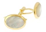 18kt yellow gold cufflinks set with mother of pearl