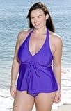 Purple Plus Size Babydoll Halter Tankini Top - Plus Size Swimsuit Plus Size Swimsuits