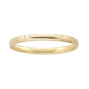 14k Yellow Gold Filled Childrens Engraved Double Heart Adjustable Bracelet