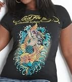Ed Hardy women's plus size mermaid shirt Black