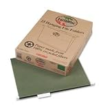 EarthWise Recycled Hanging Folders, 1/5 Tab, Letter, Green, 25/Box ESS74517