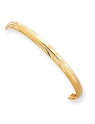 14k Yellow Gold Madi K. Diamond Cut and Satin Flexible Baby Bangle