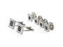 Black Crystal and Cubic Zirconia CZ Silver Cufflink & Stud Set with Gift Box