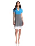 Star Vixen Womens Short Sleeve Cowl Colorblock Dress