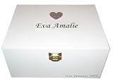 from Reads Creations Personalised White Large Wooden Keepsake or Memory Storage Boxes - Christening, Naming Ceremony, Baby Shower, Birthday or Baptism Gifts for Girls