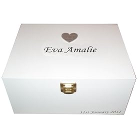 Personalised White Large Wooden Keepsake or Memory Storage Boxes - Christening, Naming Ceremony, Baby Shower, Birthday or Baptism Gifts for Girls