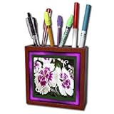Susan Brown Designs Flower Themes - Pink and White Swirls - Tile Pen Holders-5 inch tile pen holder
